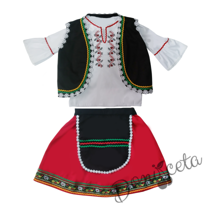 Дамска или детска народна носия 100-риза, пола, елек, и черна престилка с фолклорни/етно мотиви1