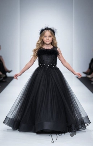 Дълга официална детска дълга рокля в черно без ръкав  Шери от колекция Черновина