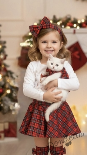 Детска пола клош от трико Роси в каре Карена