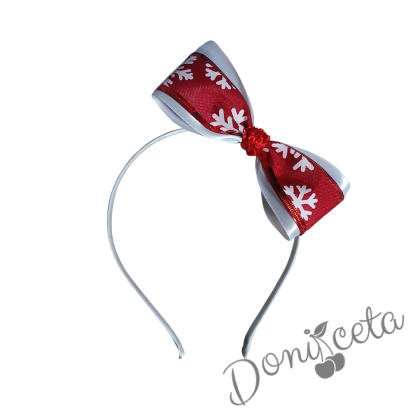 Ръчно изработена коледна диадема с панделка с коледни мотиви