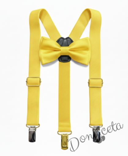 Комплект от тиранти с папийонка  за момче в жълто