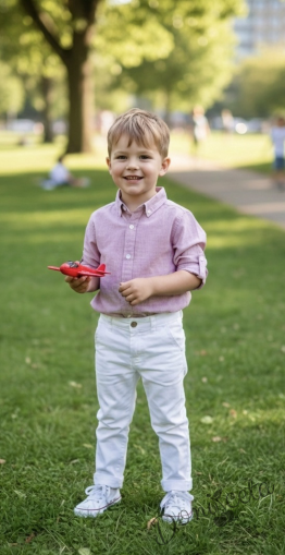 Официален комплект за момче от 2 части-риза и панталон в бяло