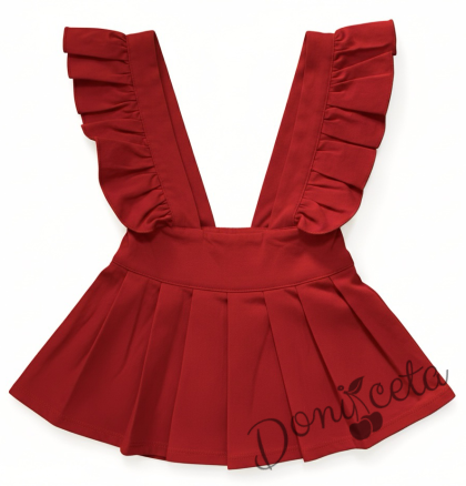 Детски сукман в червено с плисирана пола