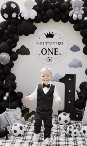 Официален комплект в черно за момче от 4 части елек, риза в бяло, панталон и папийонка 21100371 от колекция Черновина