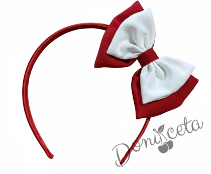  Диадема Мариска  с панделка в бяло и червено  