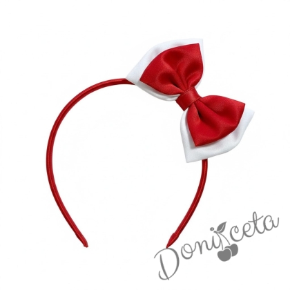 Диадема с панделка в бяло и червено Мариска