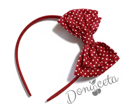 Диадема в червено на бели точки