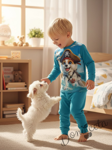 Детска пижама за момче в синьо с кученце