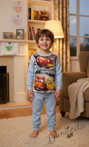 Детска пижама за момче в синьо с коли