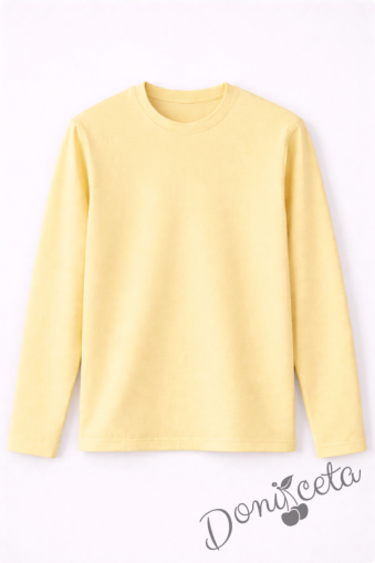 Детска блуза с дълъг ръкав в жълто за момче или момиче и за ученическа униформа