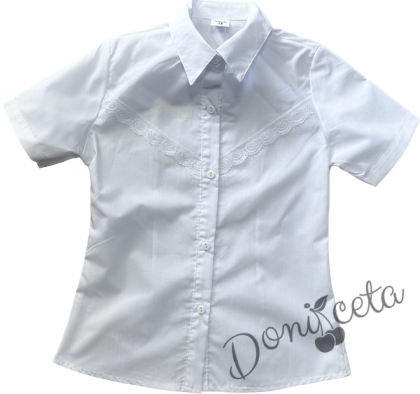 Детска ризка с къс ръкав в бяло за момиче 949845954565