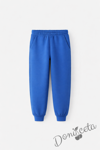 Детско неватирано долнище на анцуг за момче в синьо, подходящо е и за ученическа униформа 