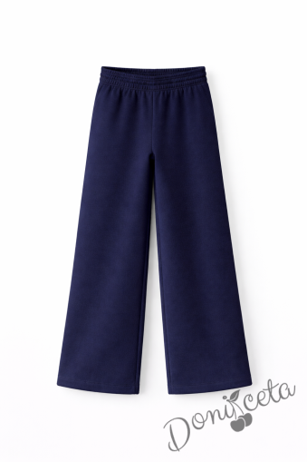 Спортно ватирано долнище за момиче в тъмносиньо, подходящо е и за ученическа униформа 