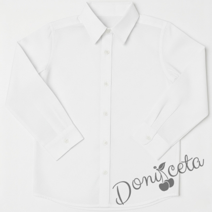 Детска риза с дълъг ръкав в бяло за момче от колекция Снежина