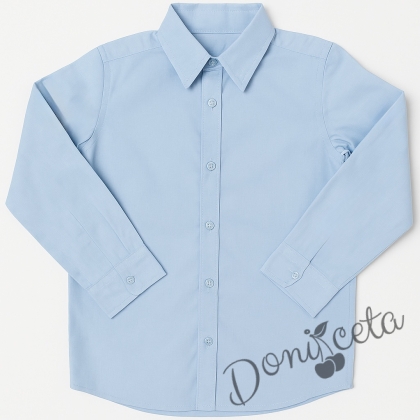  Официална детска ризка с дълъг ръкав в светлосиньо за момче от колекция Светлосияна