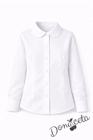 Комплект от 4 части карирана плисирана пола до коляното с бяла изчистена риза, карирана вратовръзка и карирано елече, подходящ и за ученическа униформа