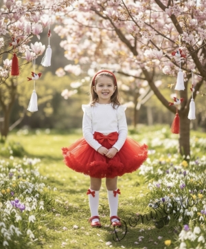 Детска бяла блуза с дълъг ръкав и къдрички на рамената и бието 