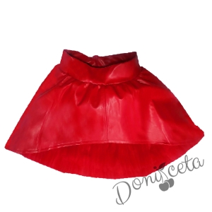 Детска кожена пола за момиче в червено 2 1