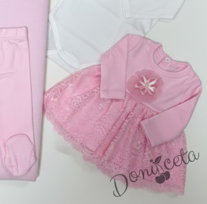 Комплект за изписване от 7 части за момиче в розово с дантела