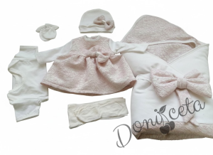 Комплект за изписване за момиче от 6 части в розово и бяло