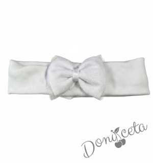 Лента за коса в екрю с панделка и тюл 