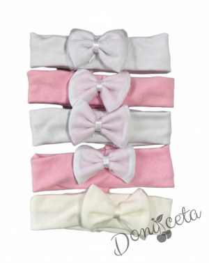 Лента за коса в бяло с панделка и тюл 