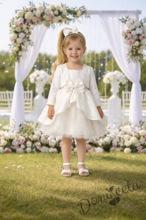  Детско болеро за момиче в бяло Мариска 