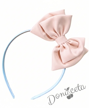  Диадема с панделка в нежно прасковено Мариска