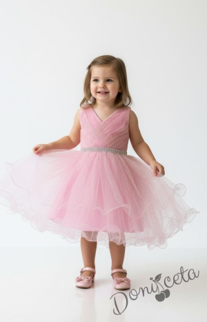 Блестяща официална детска/бебешка рокля в розово