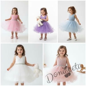 Блестяща официална детска/бебешка рокля в цвят светлолилаво