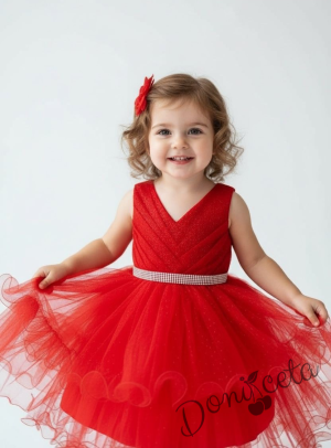 Блестяща официална детска/бебешка рокля в червено