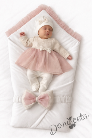 Комплект за изписване за момиче от 5 части в бяло и розово