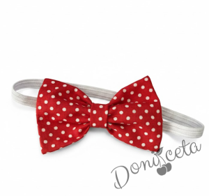 Папийонка за момче в червено на бели точки