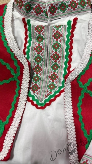 Мъжка или детска народна народна носия трибагреник за момче с фолклорни/етно мотиви, с потури в зелено