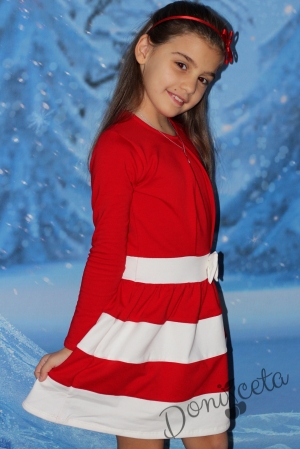 Childrens long sleeve dress  in red and white