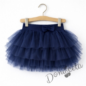 Детска туту пола тип пачка в тъмносиньо от колекция Тъмносиняда