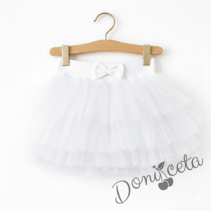 Комплект от 2 части-детска туту пола пачка в бяло и боди с дълъг ръкав в червено