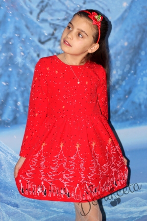 Официална детска рокля в екрю със златисти шарки