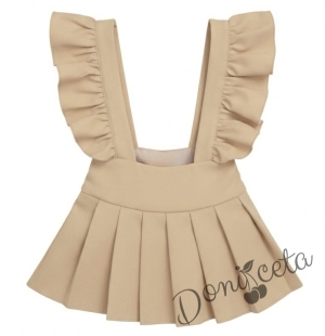 Детски сукман от трико Гери в бежово с плисирана пола