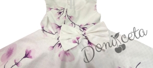 Детска или бебешка рокля клош в бяло на нежни лилави орхидеи тип клош Рали