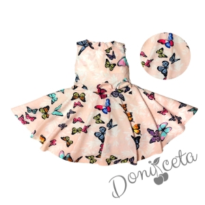 Детска рокля в розово с пеперуди тип клош Алена 1