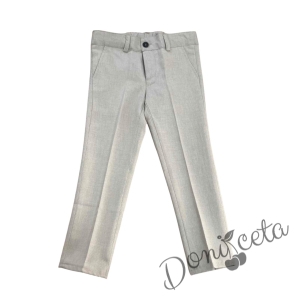 Официален бебешки или детски елегантен костюм за момче от 5 части със сако в бежово с папийонка  от колекция Бежина