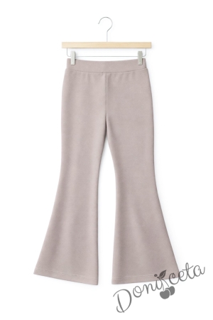 Детски памучен панталон в бежаво за момиче тип Чарлстон 