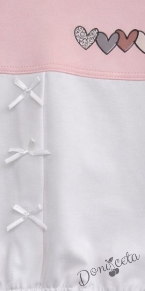 Комплект за момиче от 2 части- пола панталон в розово и блуза с къс ръкав