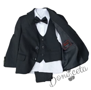 Официален детски костюм за момче от 5 части в черно 1