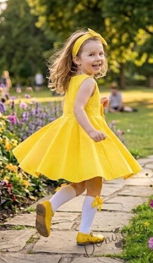 Официална или ежедневна детска и бебешка рокля в жълто клош  Вилина
