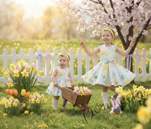 Детска официална рокля Надежда в жълто на точки тип клош с тюл в жълто олтдолу