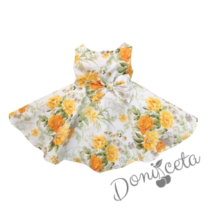 Детска рокля клош Вилина на нежни цветя в жълто 