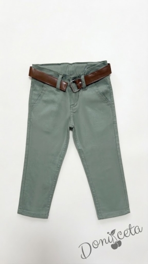 Детски модерен панталон в зелено за момче