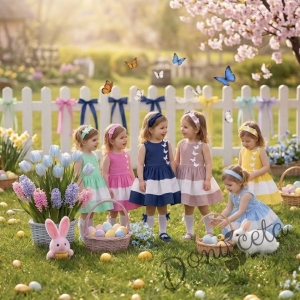 Официална или ежедневна детска рокля в  циклама и бяло с 3D пеперуди Далента